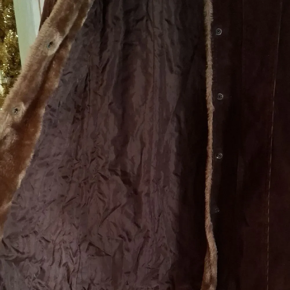 Picasso Style Jean Brown Teddy Jacket with Faux Fur Trim, Large Vintage